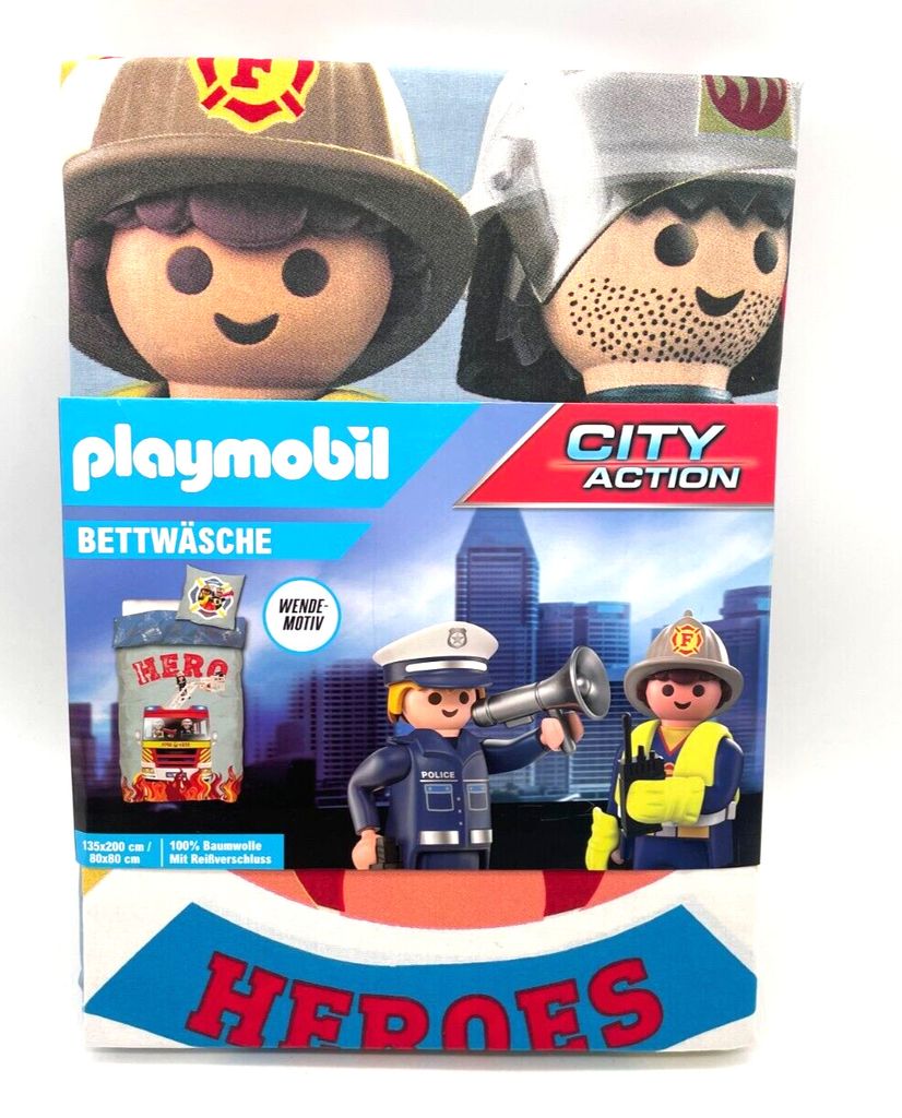 

Детское постельное белье Playmobil City 135х200см 80х80см детское хлопок geobra Brandstätter