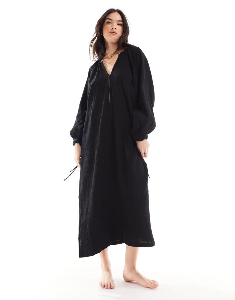 цена Черное летнее пляжное платье оверсайз Esmee Esmée