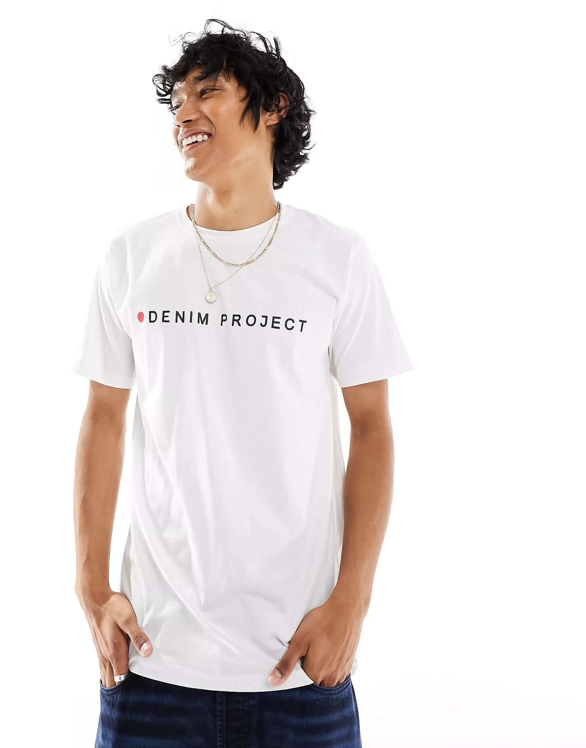 

Белая джинсовая футболка с логотипом Project Denim Project, Белый