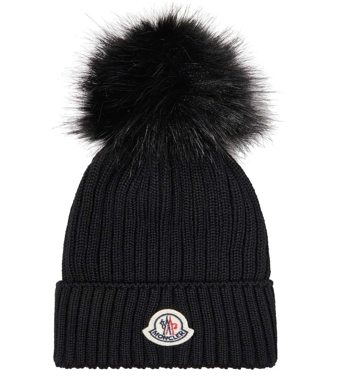 

Шапка-бини из натуральной шерсти с логотипом Moncler Enfant, черный