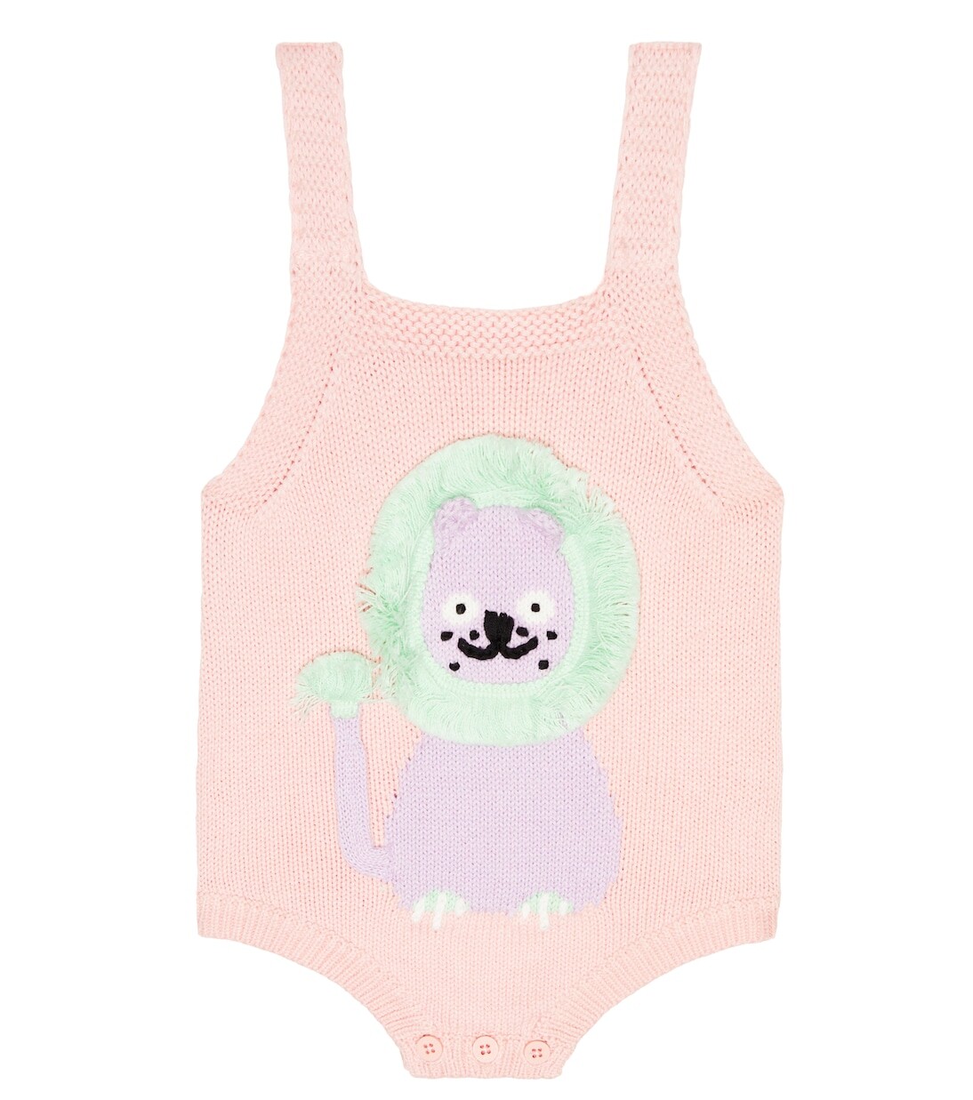 

Детское боди из хлопка и шерсти с аппликациями Stella Mccartney Kids, розовый