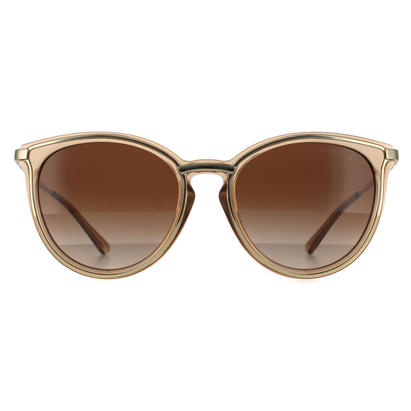 

Круглые светло-золотисто-коричневые прозрачные коричневые солнцезащитные очки с градиентом Michael Kors, коричневый