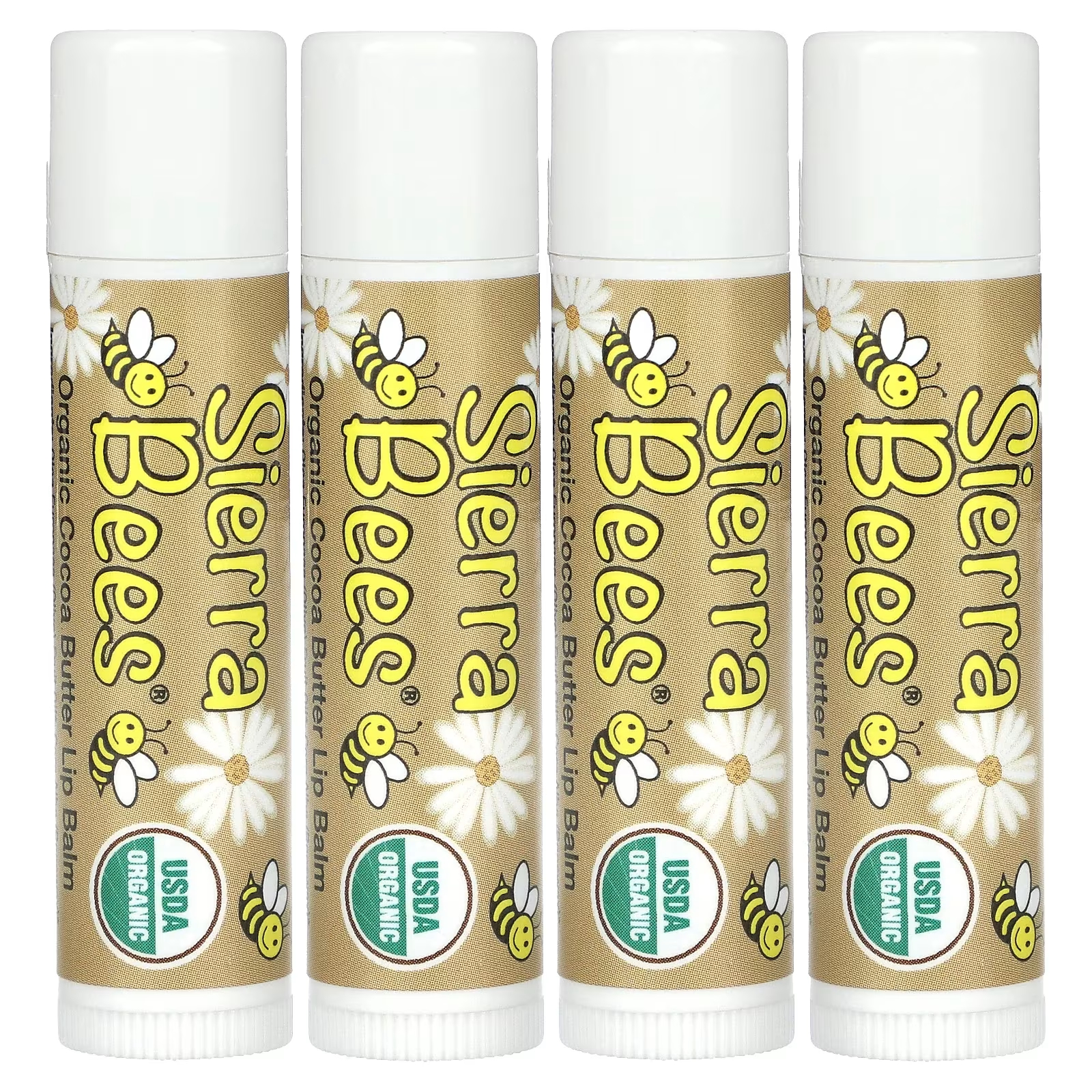 Органические бальзамы для губ Sierra Bees с маслом какао, 4 упаковки по 4,25 г