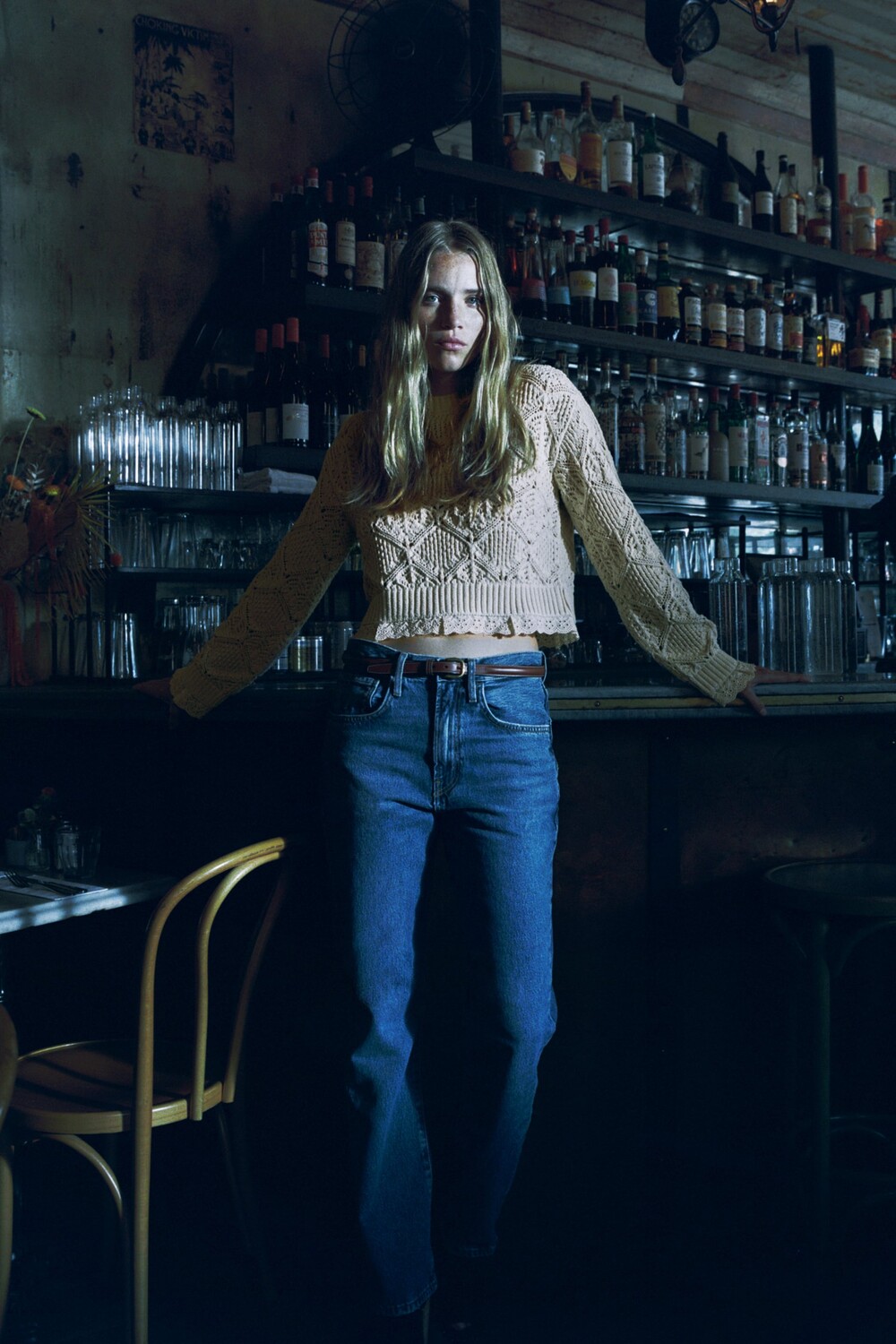 

Свитер с кружевной отделкой Zara, экрю