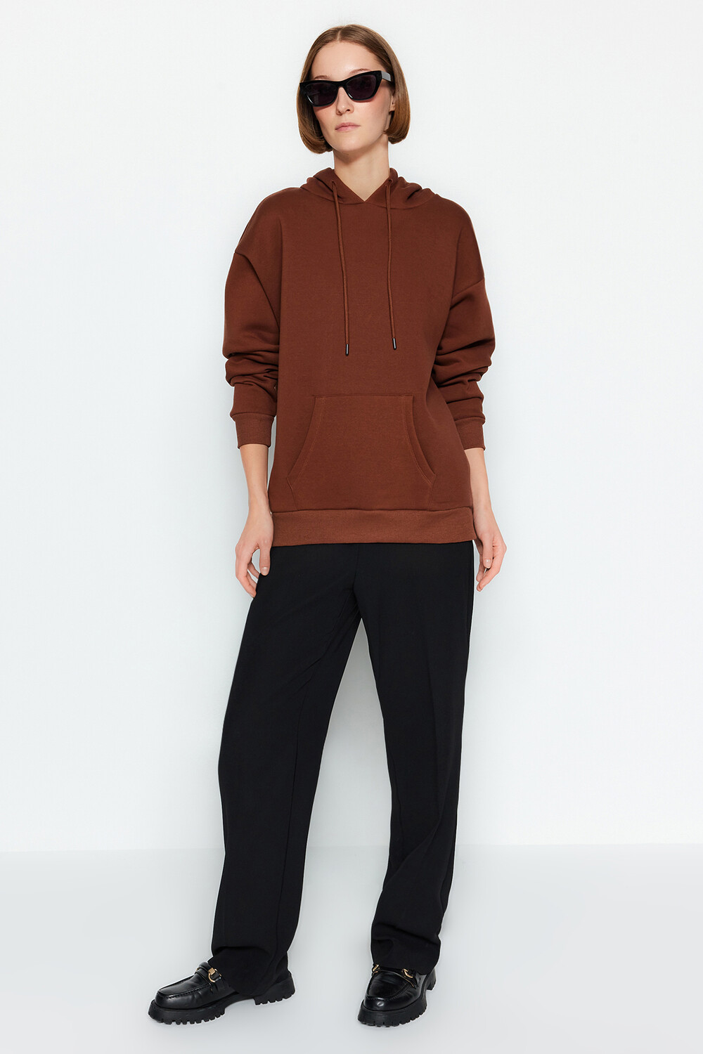 

Толстовка - Коричневый - Oversize Trendyol, коричневый