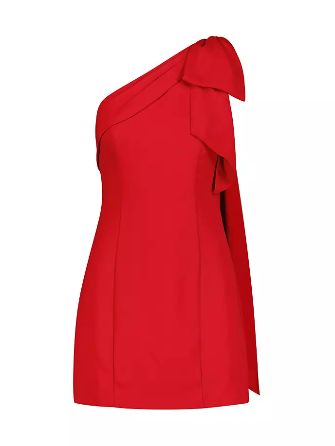 

Мини-платье с бантом на плечах Bcbgmaxazria, цвет salsa