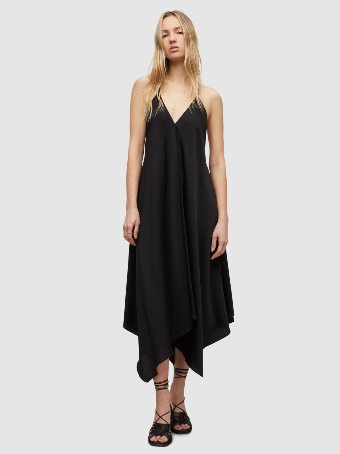 

Платье макси с асимметричным подолом AllSaints Lil, черный