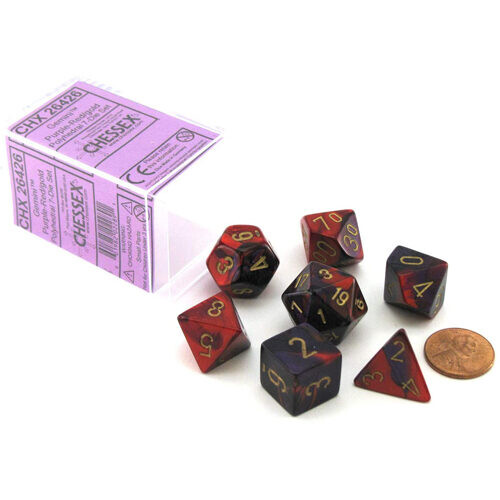

Игровые кубики Gemini Polyhedral Dice 7 Set: Purple-Red/Gold Chessex