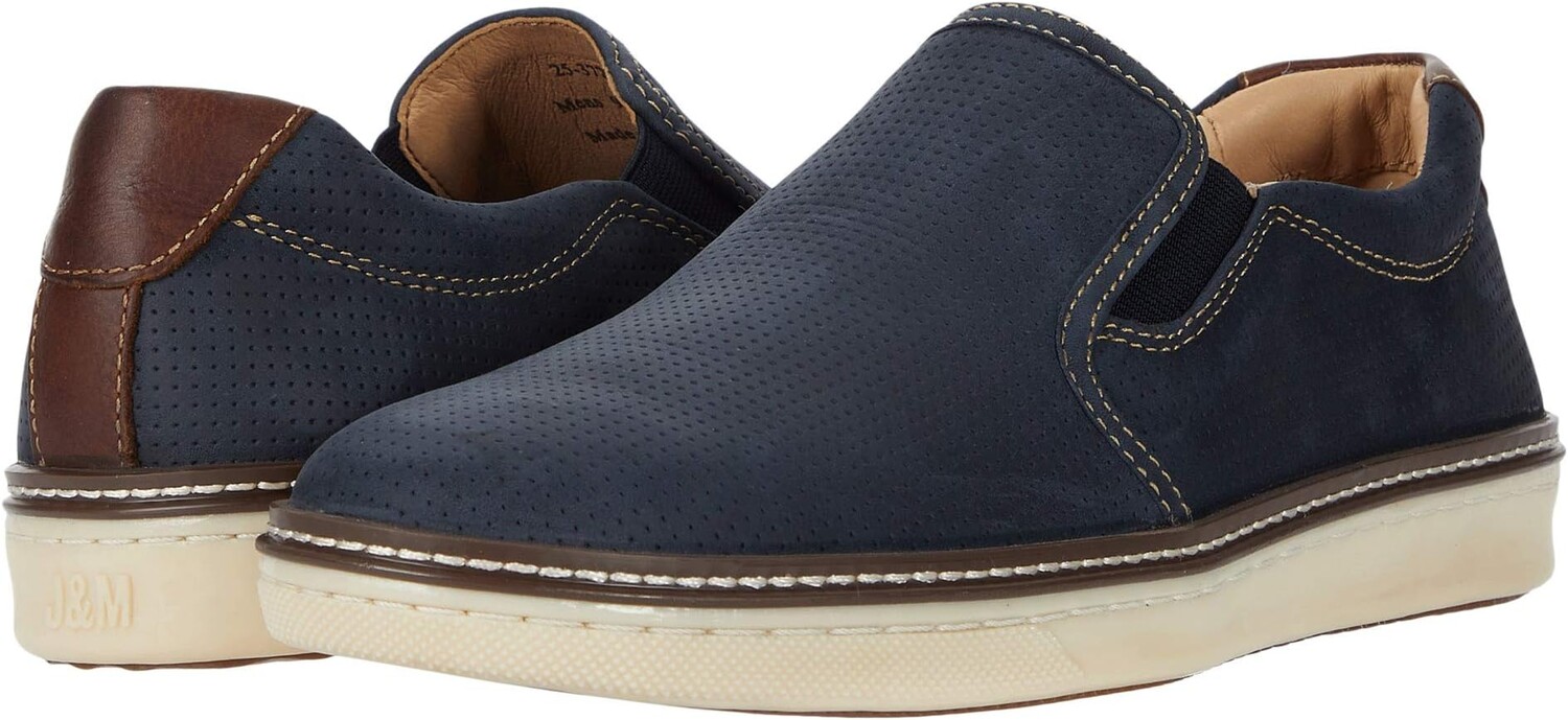 

Лоферы McGuffey Perfed Slip-On Johnston & Murphy, цвет Navy Oiled Full Grain