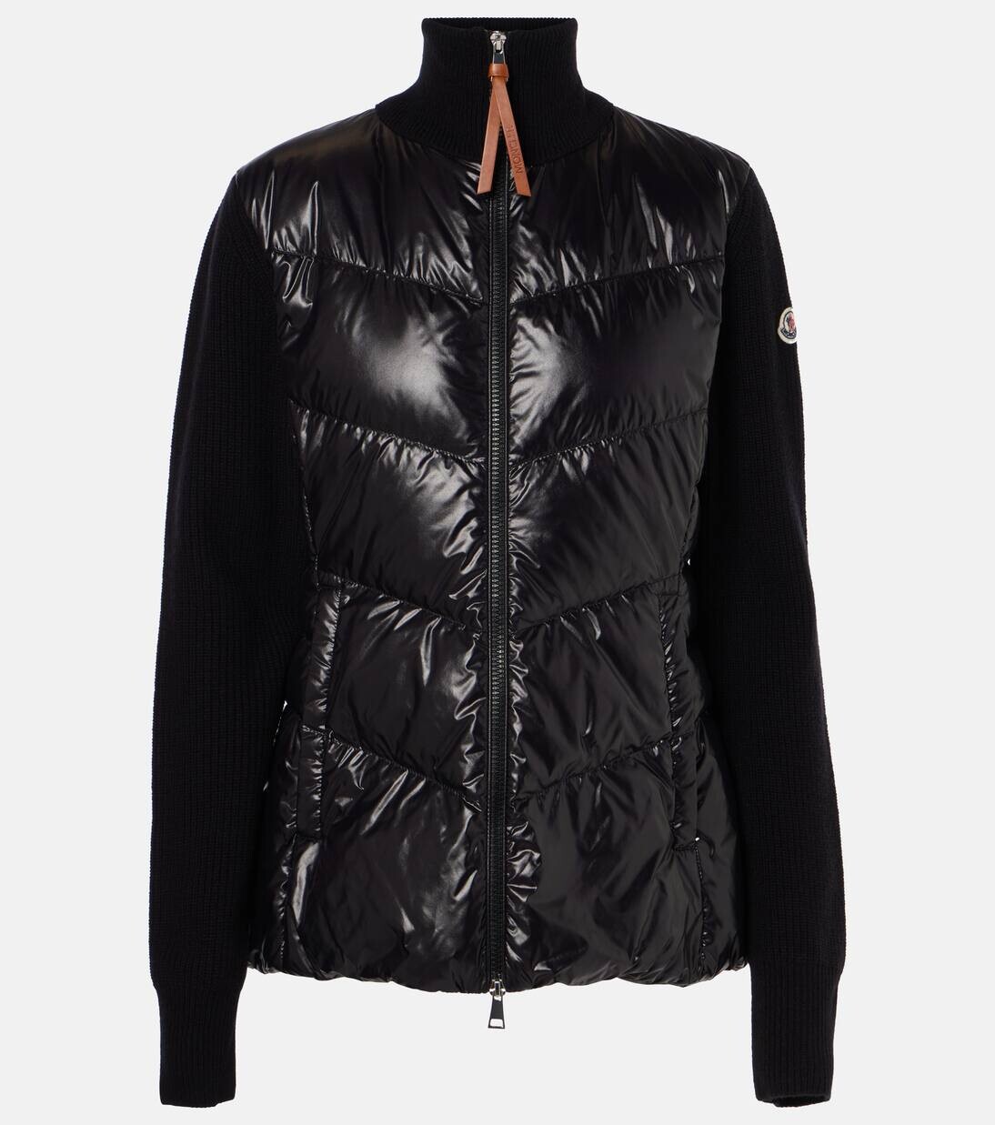 

Кардиган с шерстяной отделкой и вставками на пуху Moncler, черный