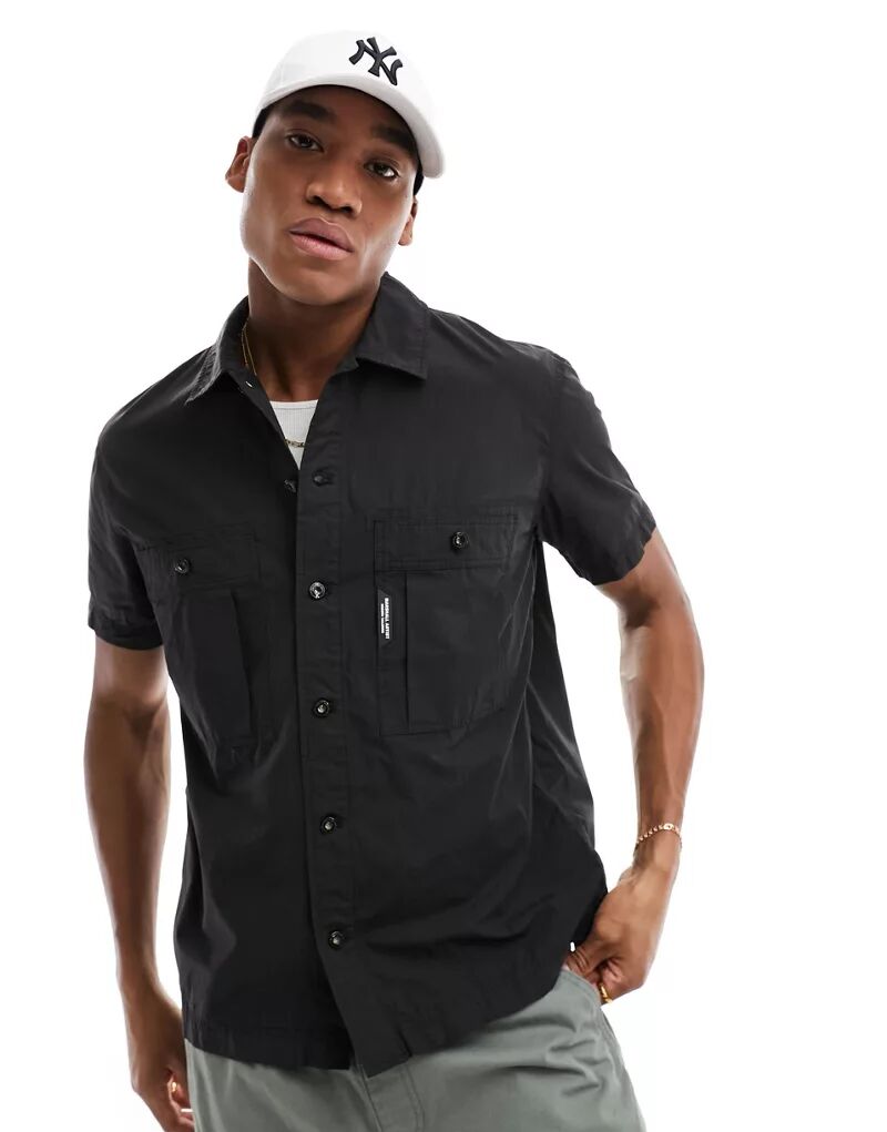Черная рубашка с короткими рукавами и двойными карманами Marshall Artist наушники marshall mode black white