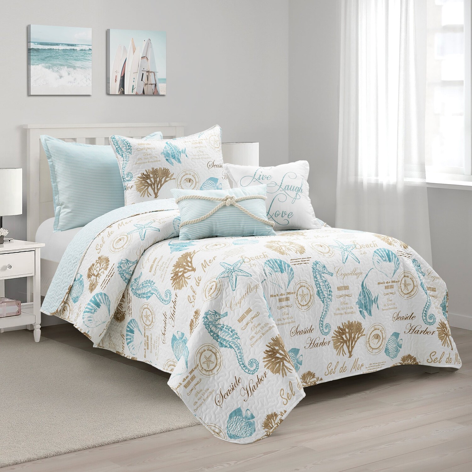

Комплект двусторонних одеял Harbour Life Lush Decor, цвет Blue_Taupe