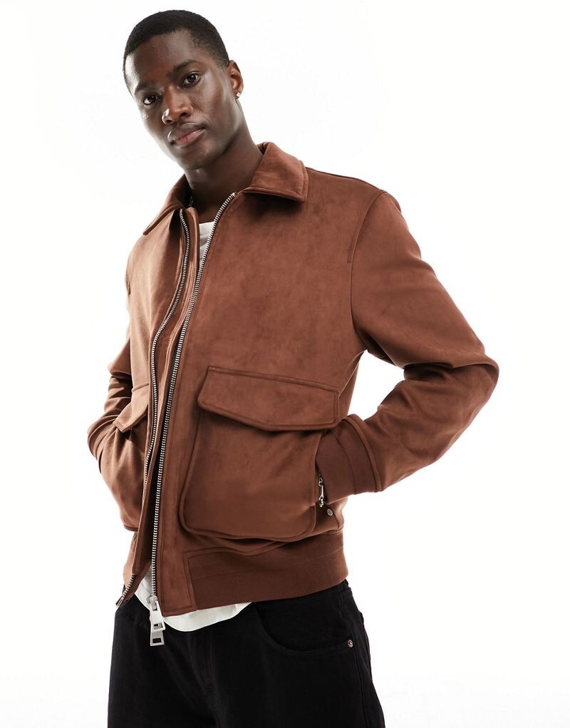 

Коричневый замшевый бомбер River Island