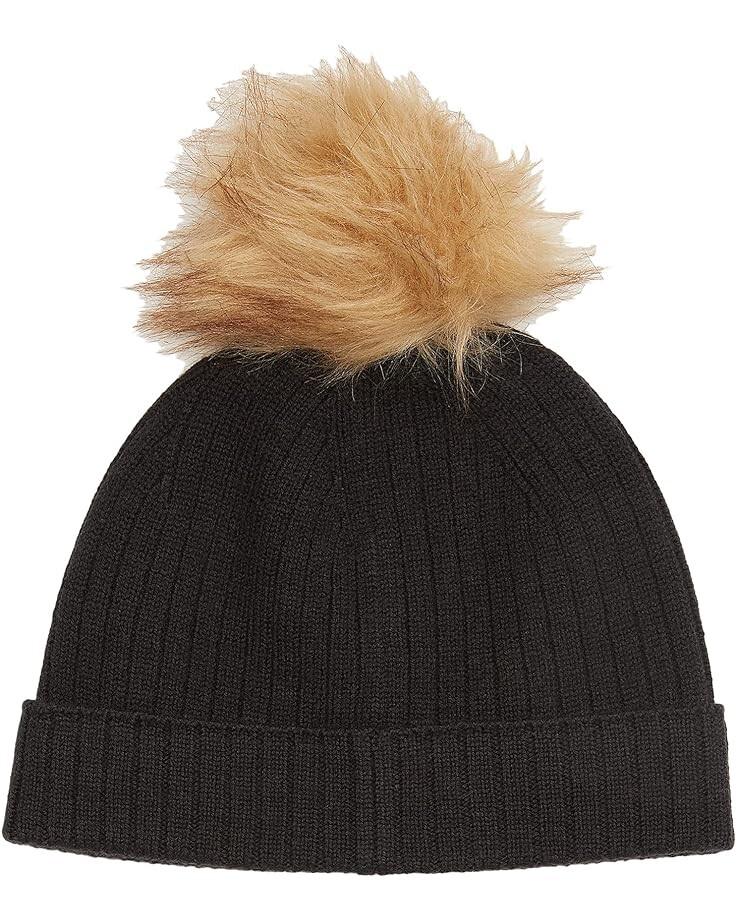 Шапка tentree Wool Faux Fur Pom Beanie, цвет Meteorite Black