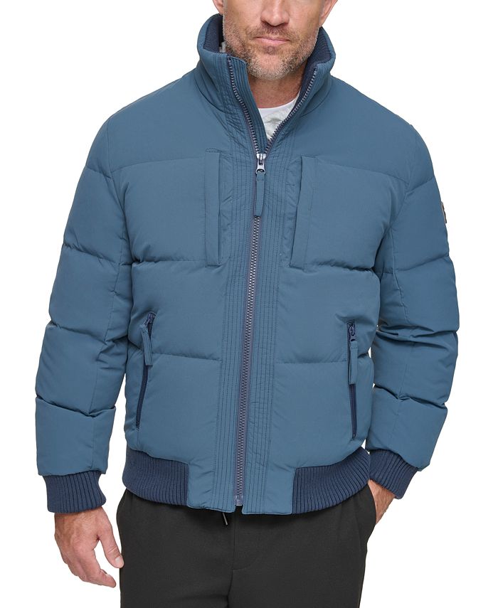 Мужская эластичная куртка-бомбер с цветными блоками и боковой отделкой по бокам Marc New York, синий