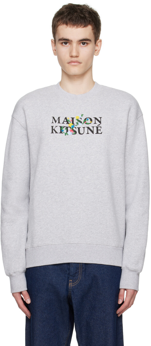 

Серый свитшот с цветами Maison Kitsune