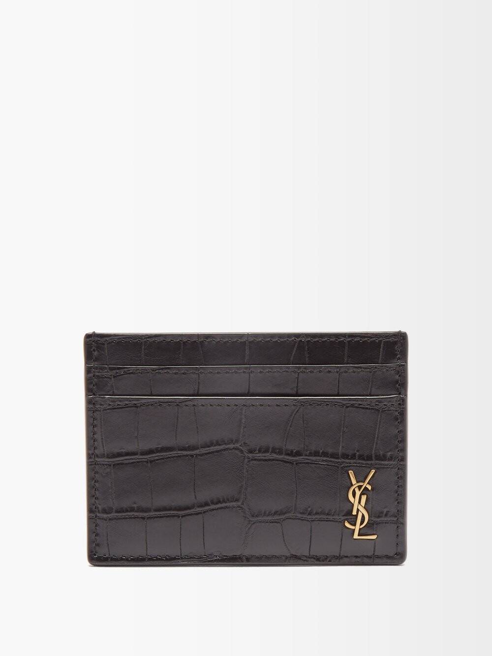 

Визитница из кожи с тиснением под кожу крокодила ysl Saint Laurent, черный