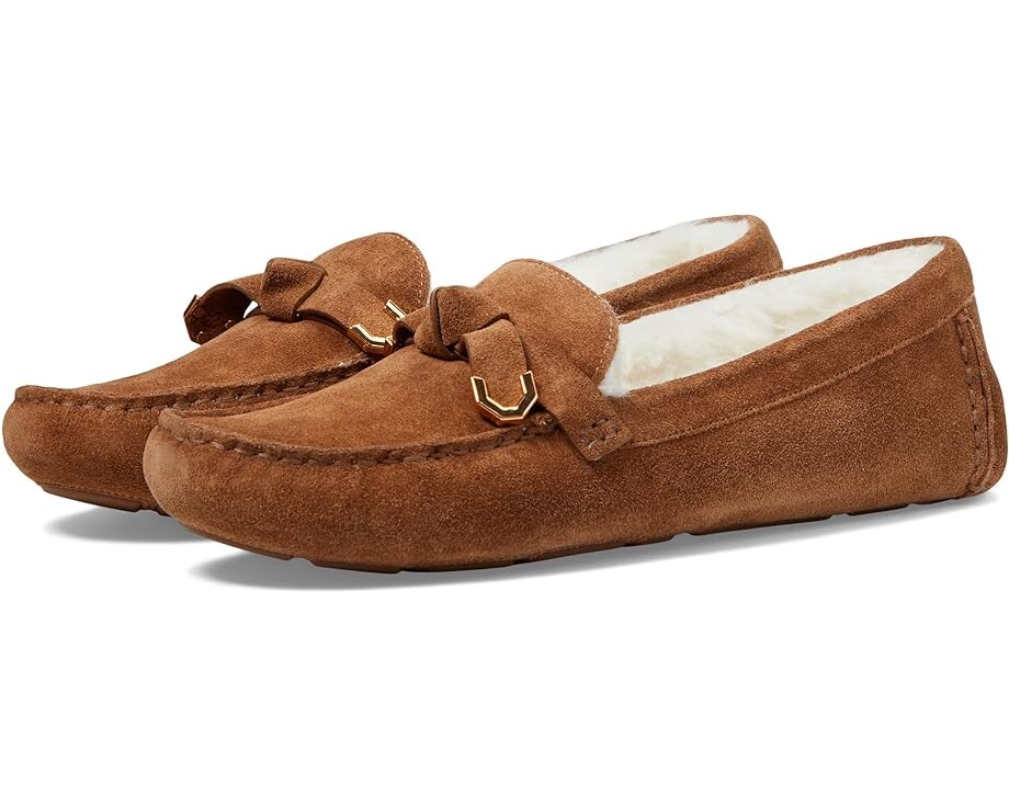 

Лоферы Cole Haan Evelyn Bow Driver, цвет Golden Toffee Suede/Faux Fur