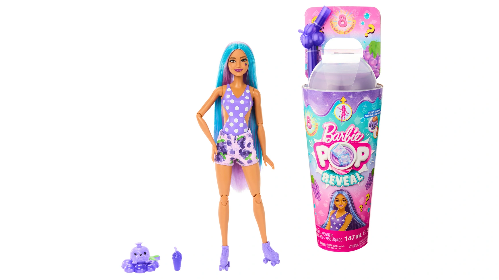 

Barbie Поп! Серия Reveal Barbie Juicy Fruits Виноградный сок