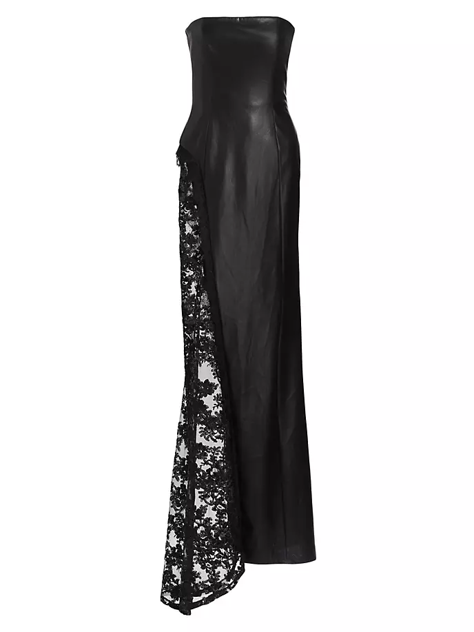 

Платье Retha без бретелек из веганской кожи и пайеток Alice + Olivia, черный