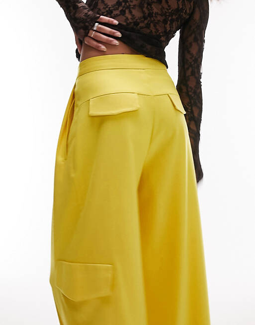 

Кислотно-желтые брюки в практичном стиле Topshop Tailored, Желтый