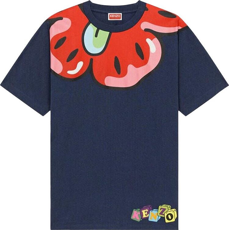 

Футболка Kenzo Printed Neck 'Blue', синий