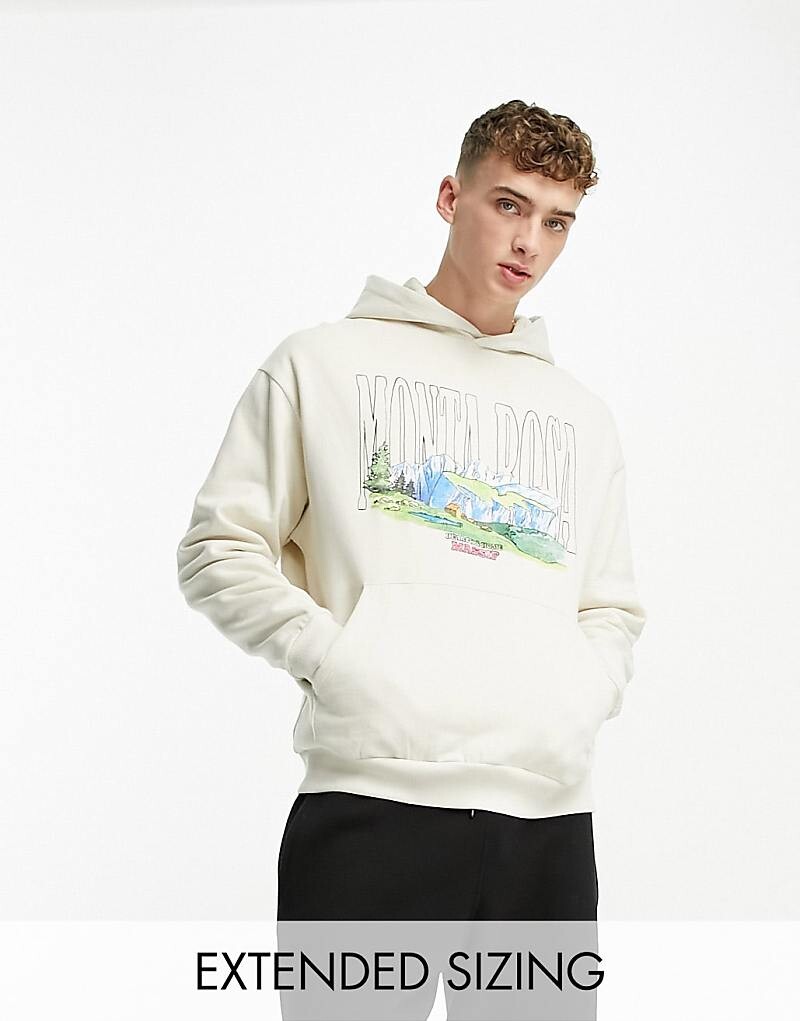 

Бежевая толстовка оверсайз с акварельным горным принтом ASOS DESIGN