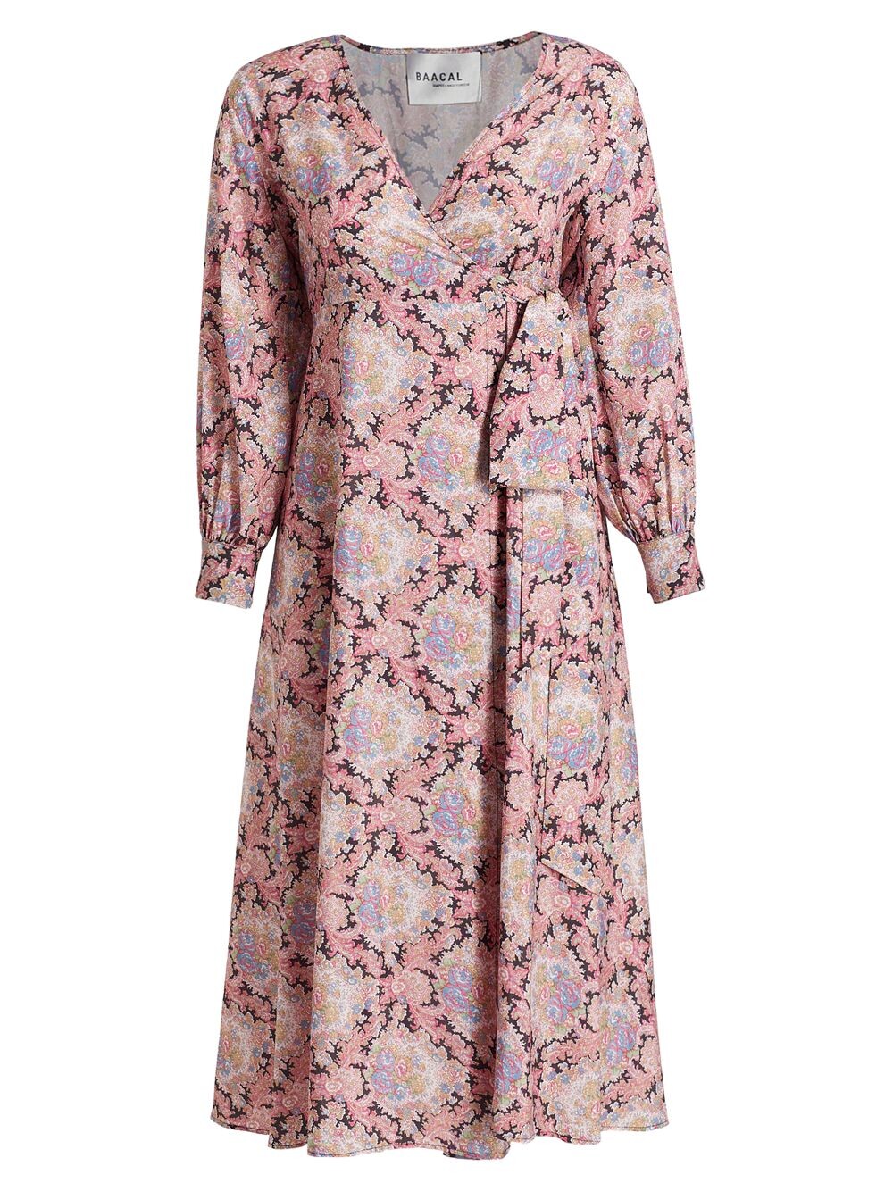 

Винтажное платье макси с запахом пейсли BAACAL, Plus Size, розовый