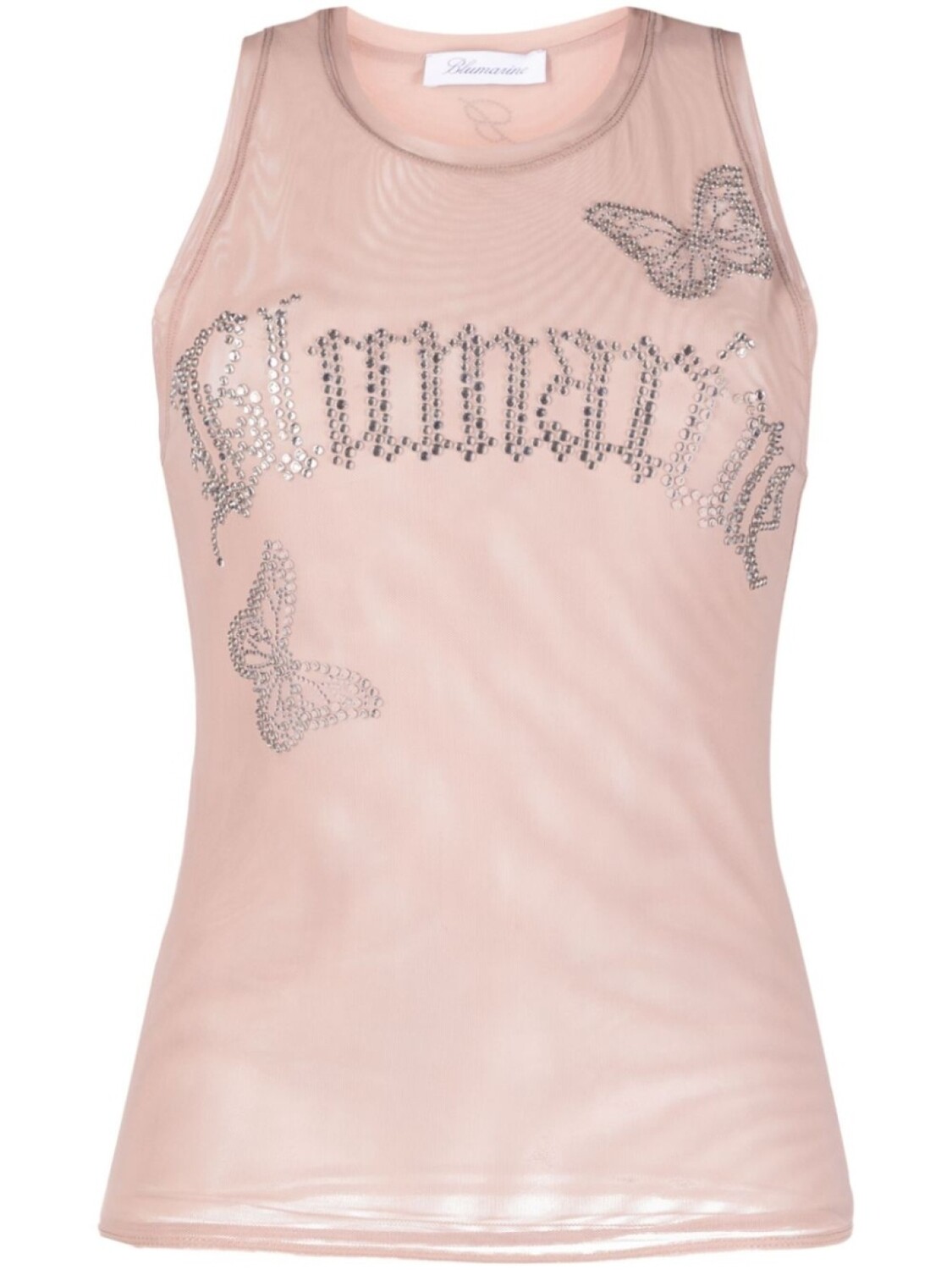 

Blumarine сетчатый топ с логотипом, нейтральный цвет