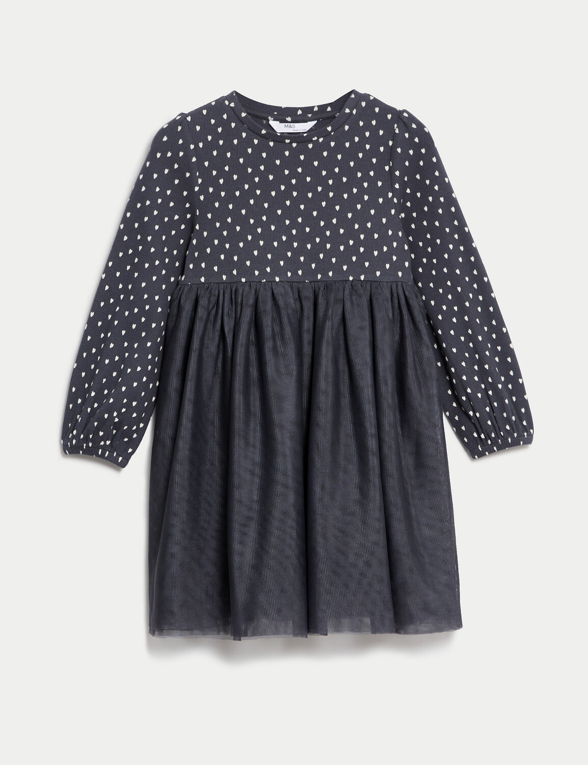 

Платье из блестящего тюля с принтом в виде сердечек (2–8 лет) Marks & Spencer