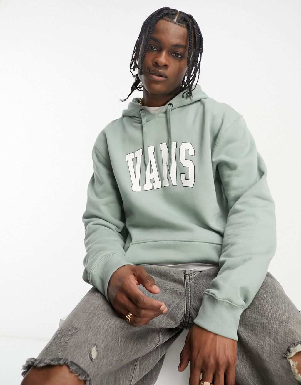 

Зеленая толстовка с логотипом Vans varsity