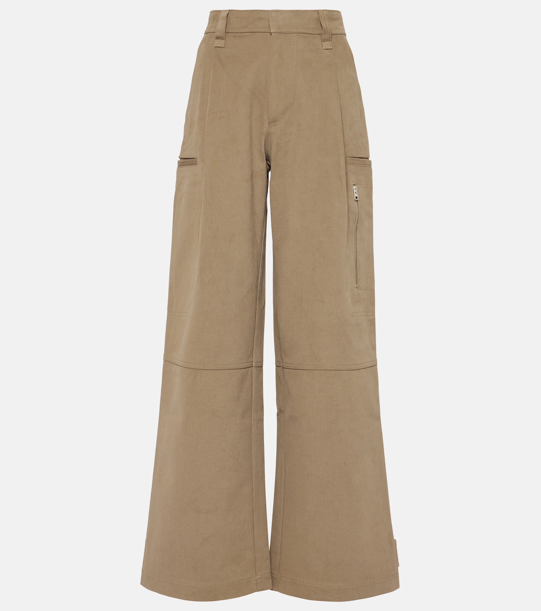 цена Хлопковые брюки карго с высокой посадкой и широкими штанинами Ami Paris, коричневый