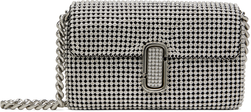 Серебряная сумка на плечо 'The Rhinestone J Marc Mini' Marc Jacobs сумки через плечо marc cain сумка