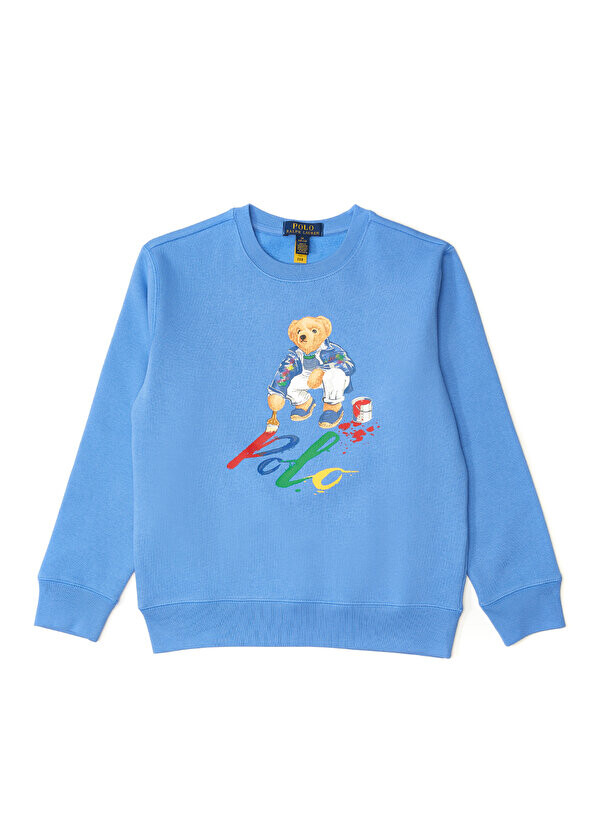 

Синий свитшот для мальчика с принтом teddy bear Polo Ralph Lauren