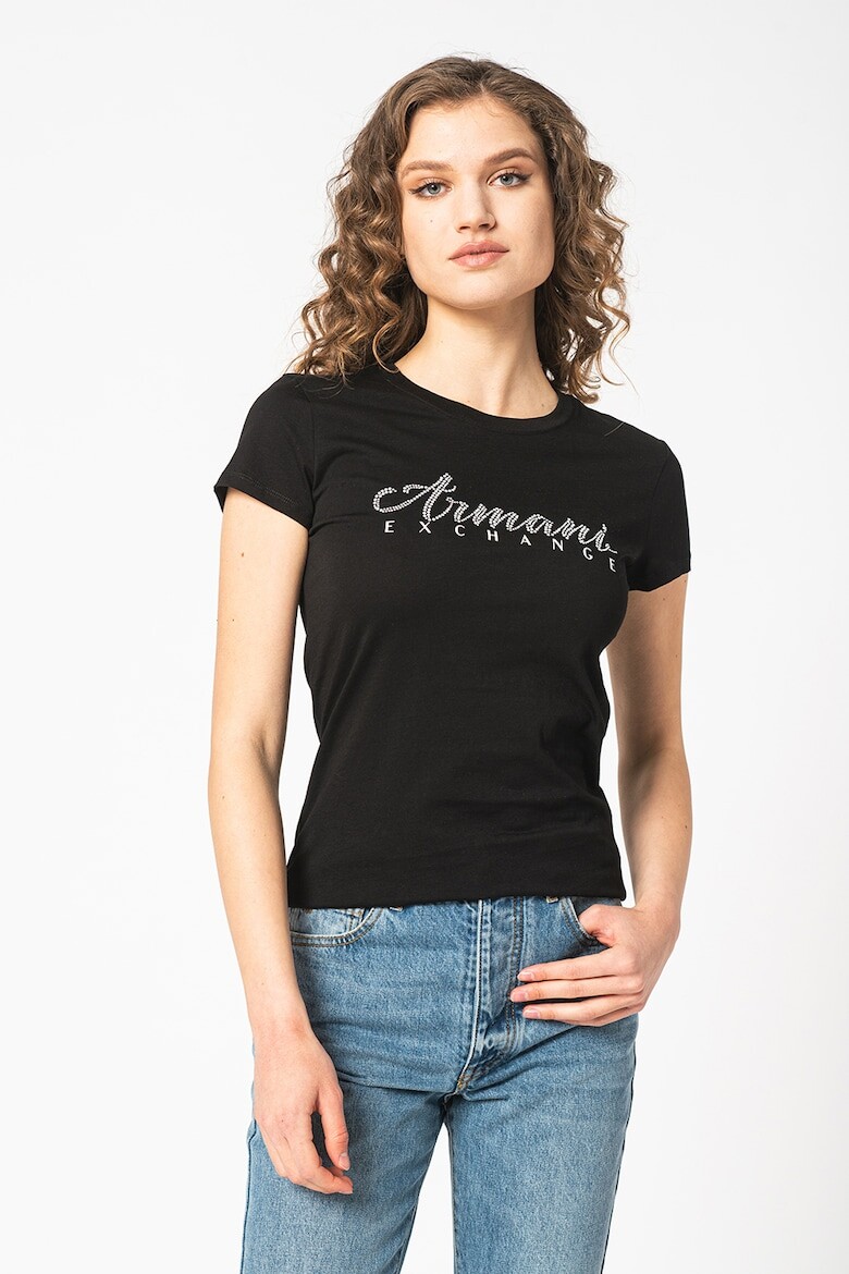 

Приталенная футболка с логотипом Armani Exchange, черный