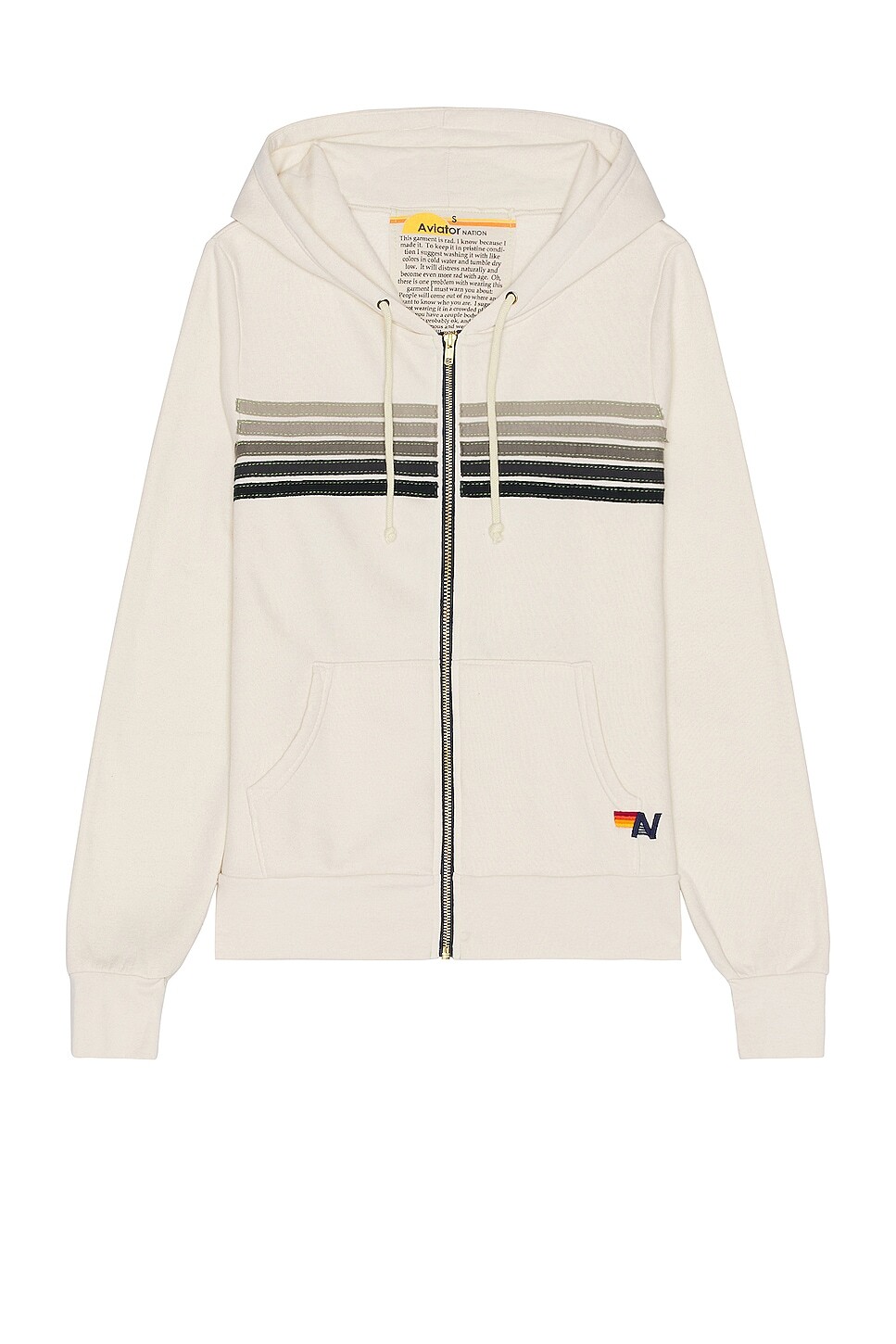 

Толстовка Aviator Nation 5 Stripe Zip, цвет Vintage White & Grey