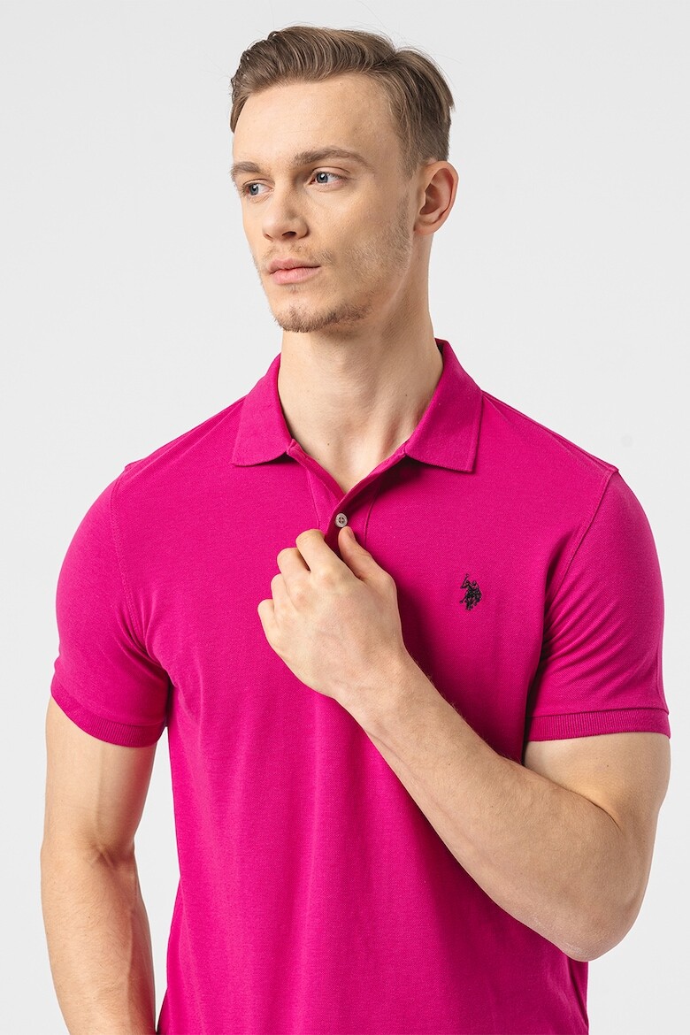 

Футболка с воротником и логотипом U S Polo Assn , фуксия