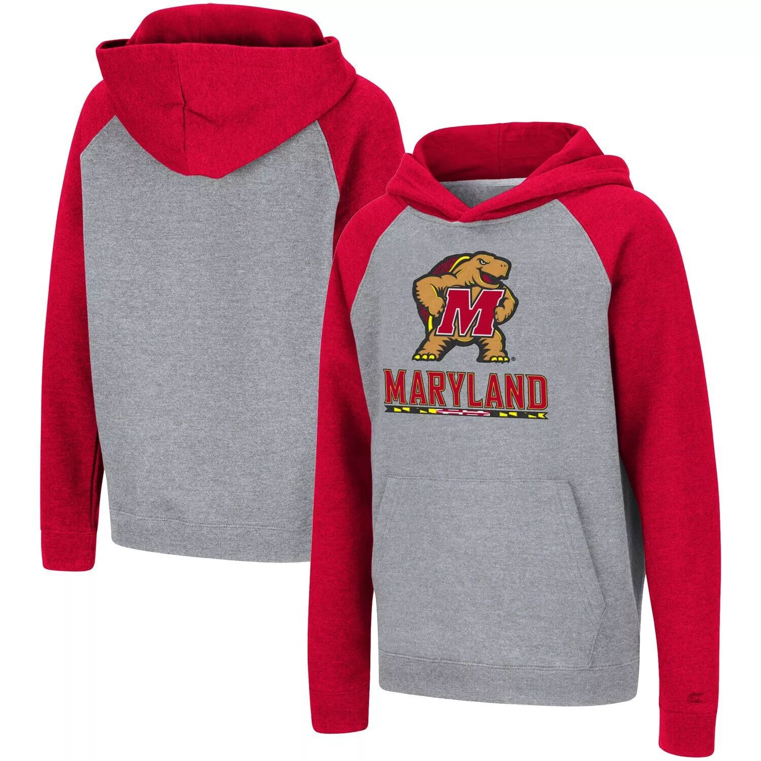 

Молодёжный Колизей, серый/красный, с логотипом Maryland Terrapins, пуловер с капюшоном и надписью реглан Colosseum