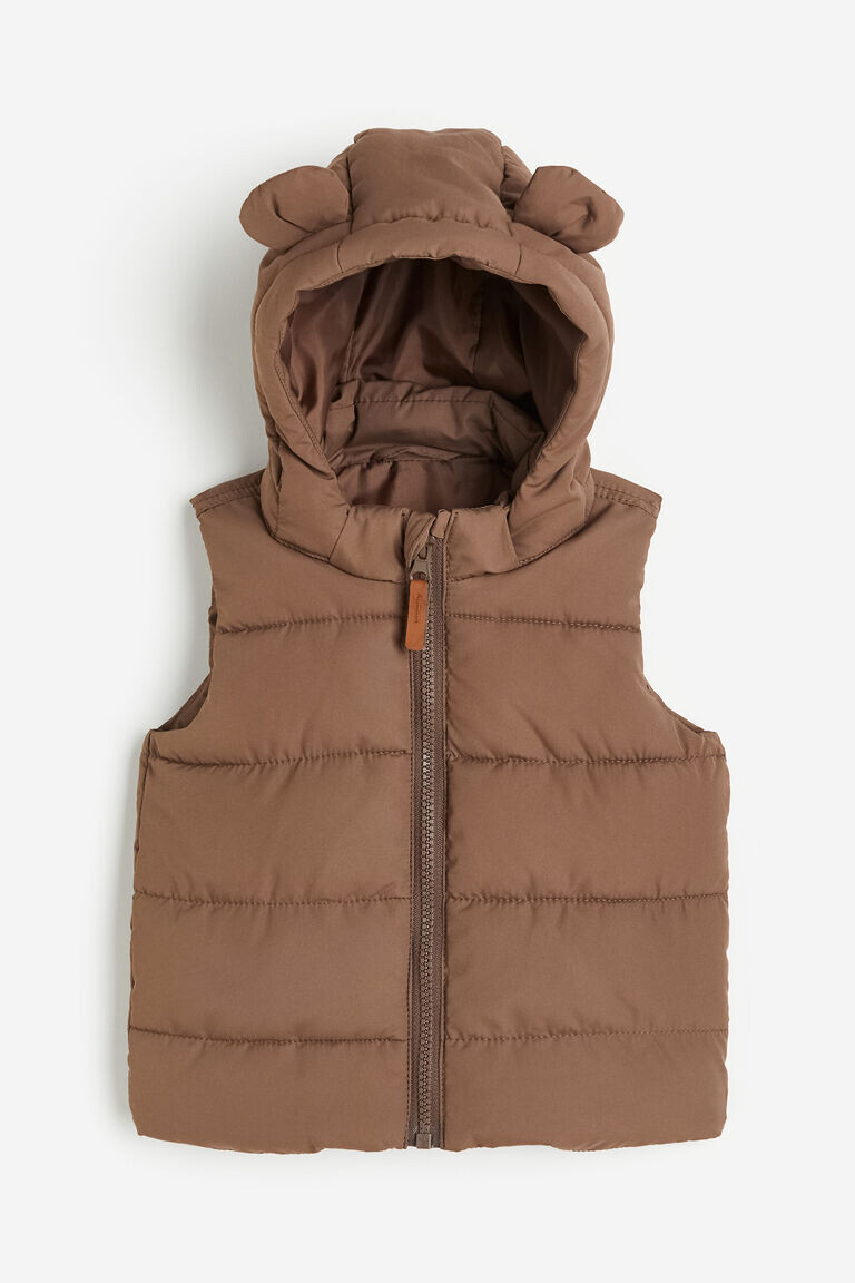 

Утепленный жилет с капюшоном H&M, коричневый