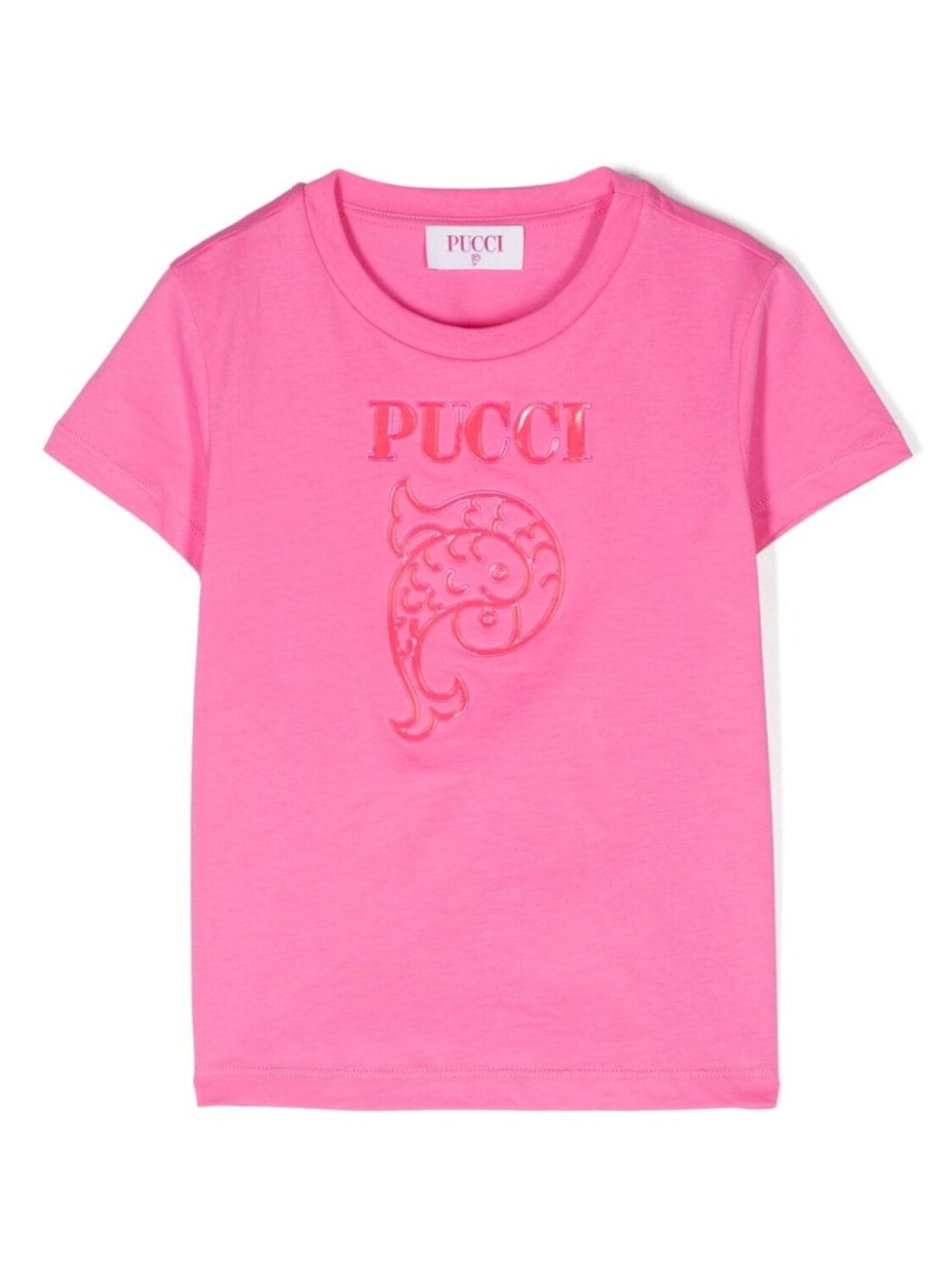 

Хлопковая футболка с аппликацией логотипа PUCCI Junior, розовый