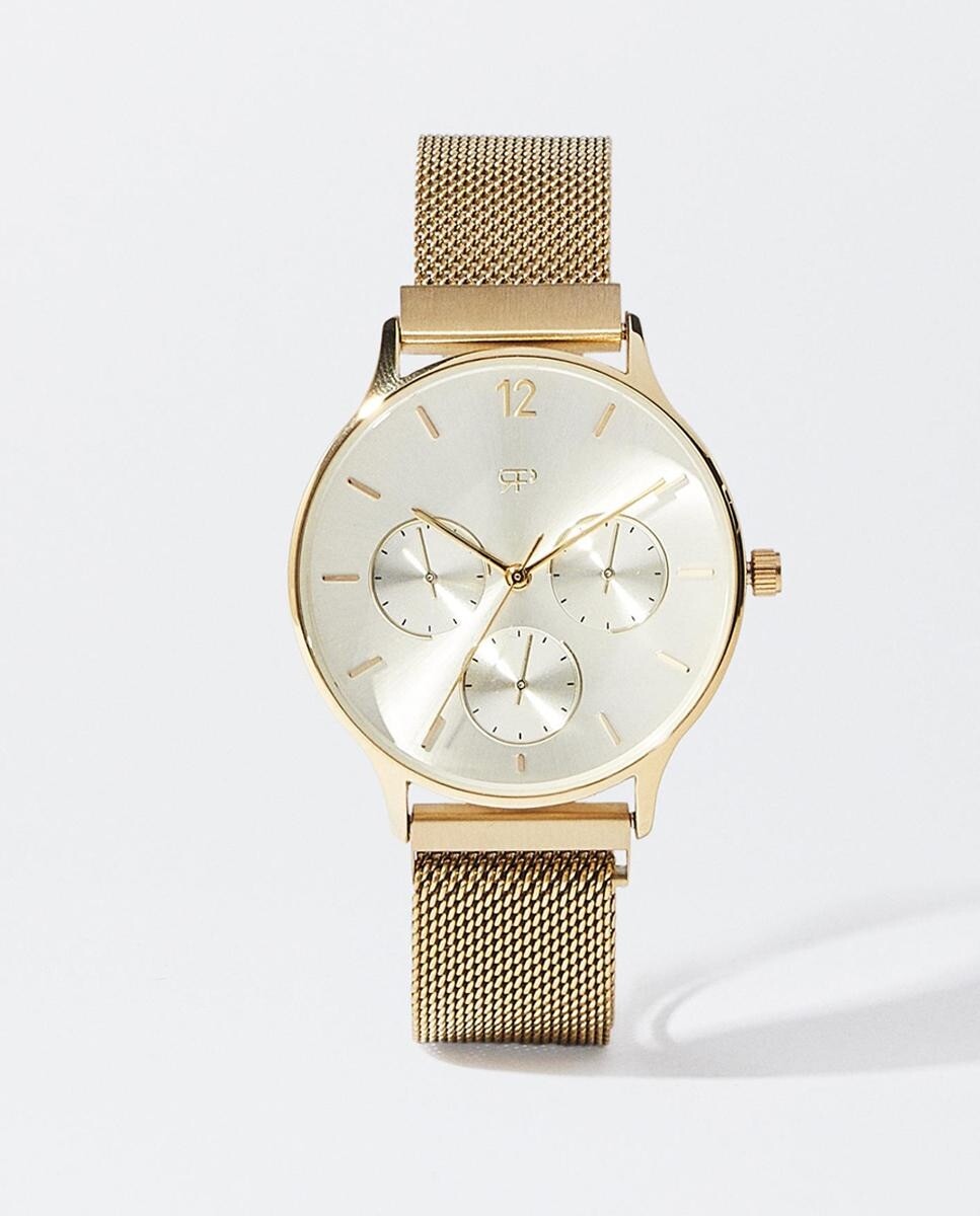 

Женские часы Parfois из нержавеющей стали с золотистым ремешком из металлической сетки Parfois, золотой