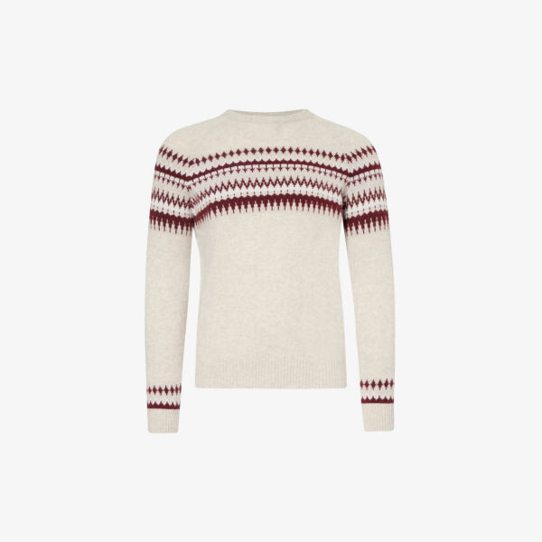 

Джемпер прямого кроя Fair Isle из смесового кашемира Eleventy, белый