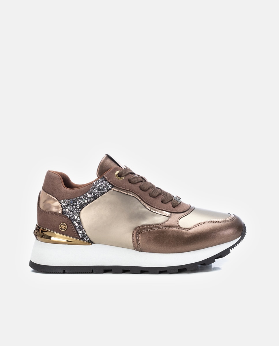 Золотые женские спортивные туфли с кружевной застежкой Xti, золотой кроссовки xti zapatillas bronze
