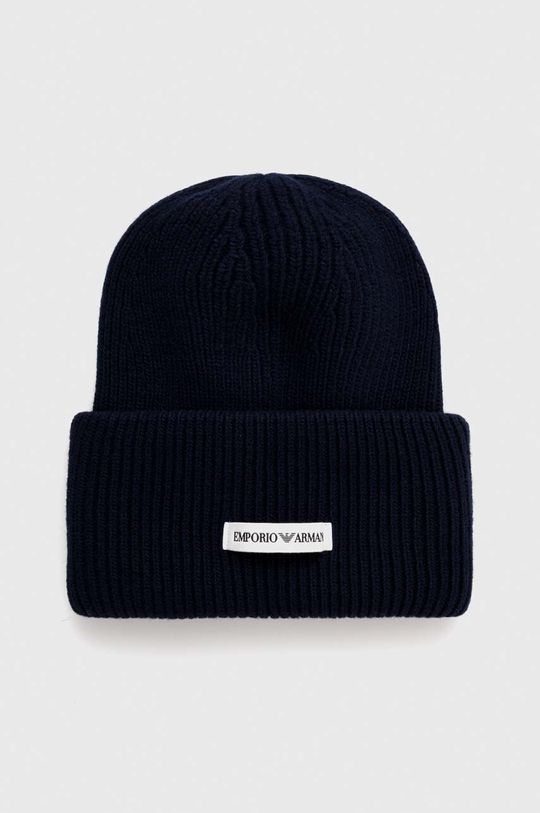 Шерстяная шапка Emporio Armani, темно-синий шляпа emporio armani размер m черный