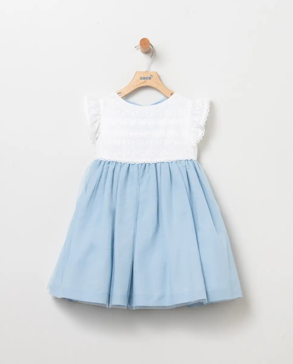 цена Детское сине-белое платье с короткими рукавами Coco Acqua, синий