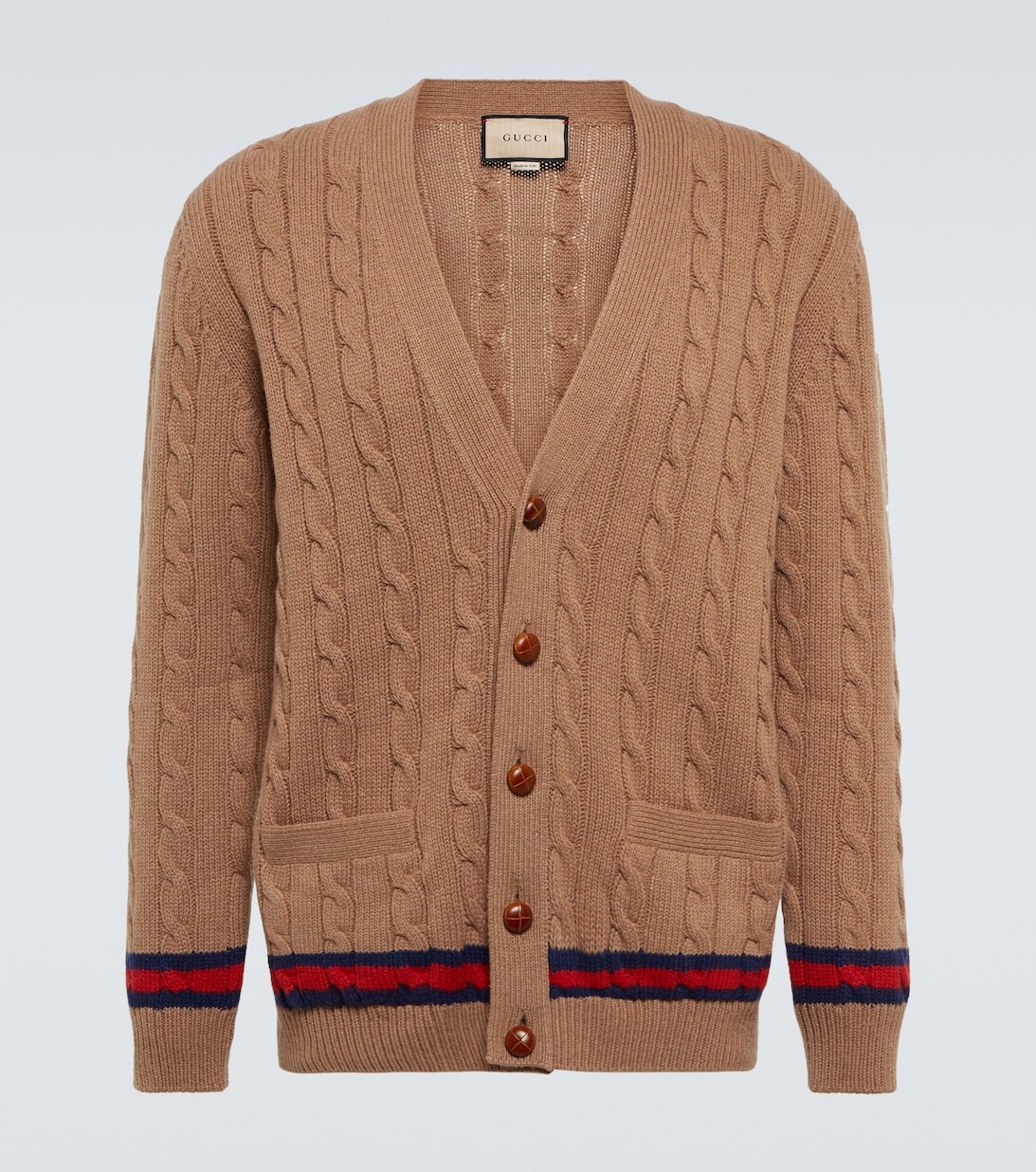 

Кардиган фактурной вязки из кашемира и шерсти Gucci, коричневый