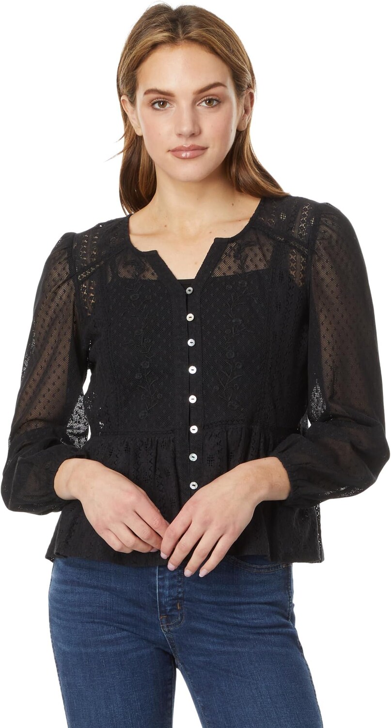 

Кружевной топ для свиданий и вечеринок Lucky Brand, цвет Caviar