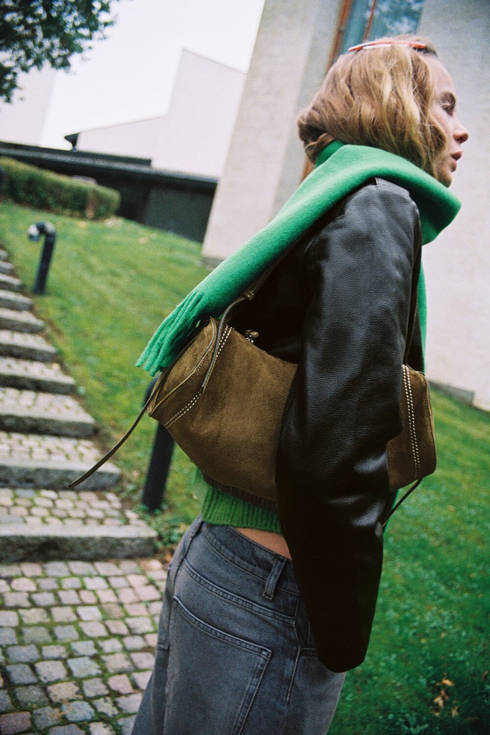 

Замшевая сумка для боулинга ZARA, зеленый