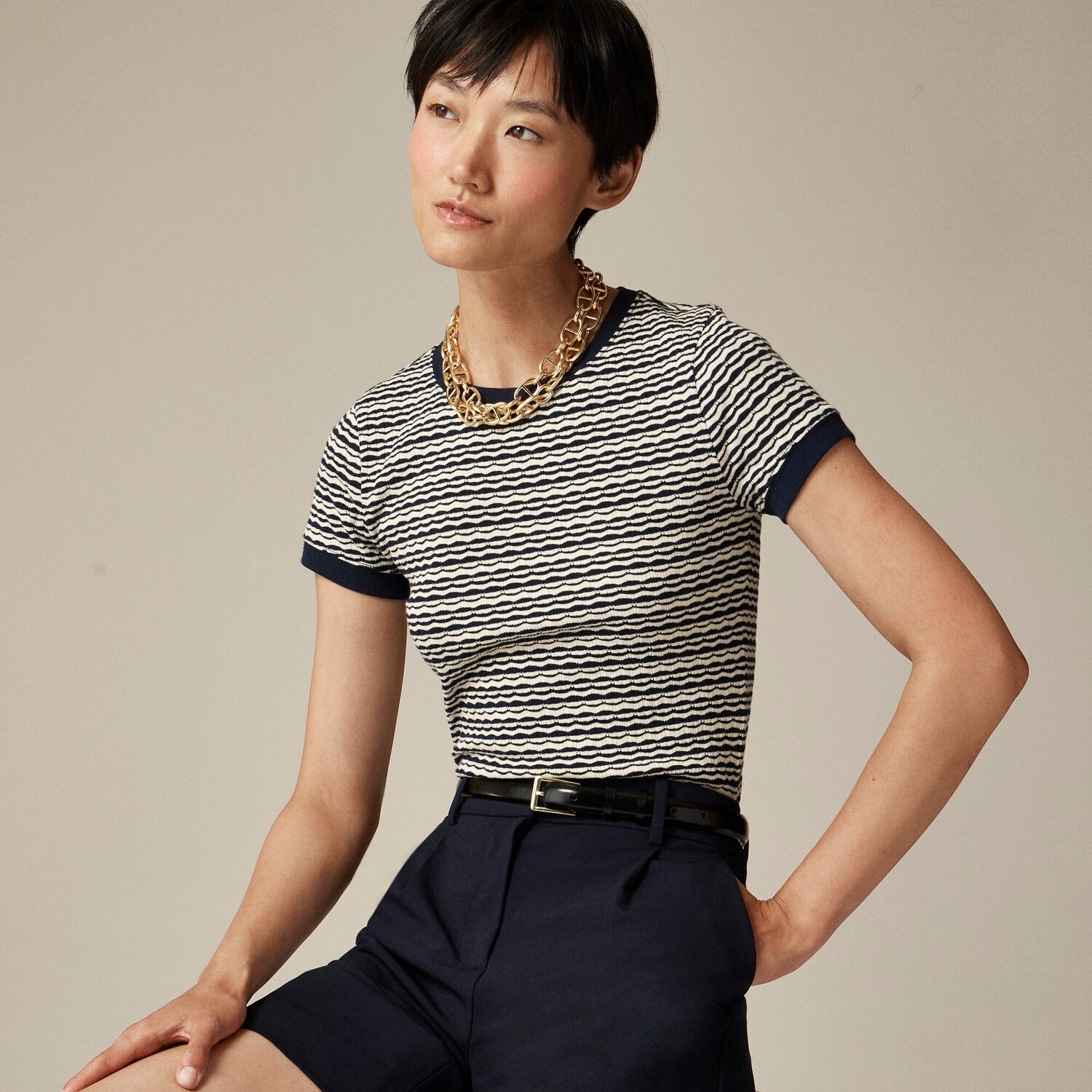 

Футболка из жаккардовой смеси хлопка и сечки J.Crew, белый