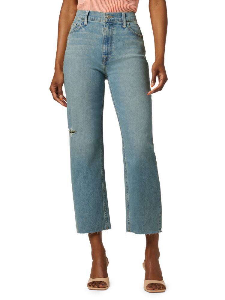 цена Укороченные джинсы Rosie с высокой посадкой и широкими штанинами Hudson, цвет Light Denim
